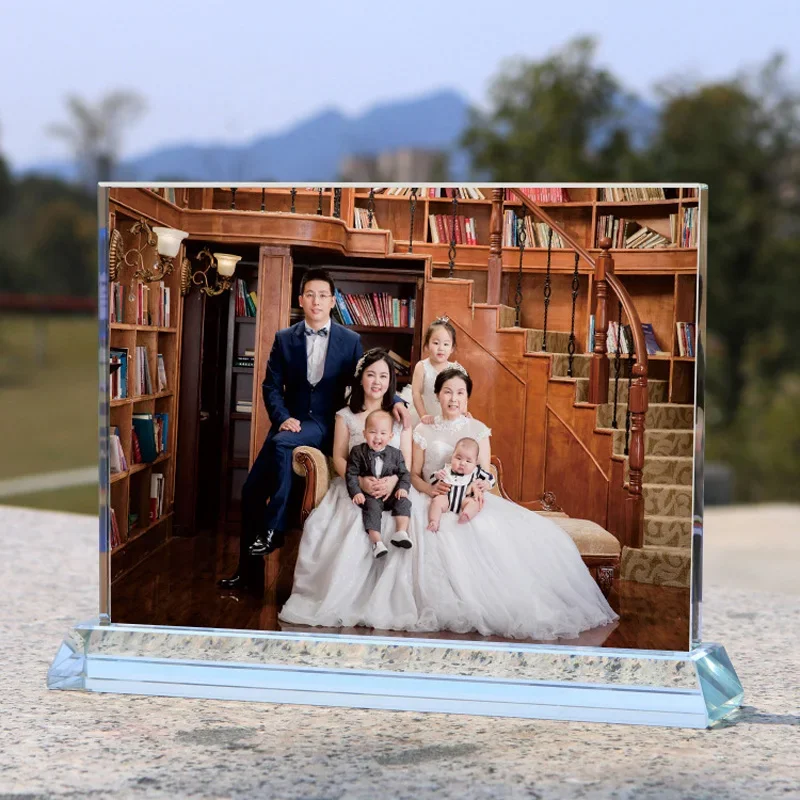 Customized Crystal Photo Frame Table Graduation Class Reunion Souvenir, Kindergarten Group Photo, Veteran Memorial ornament, 1Pc