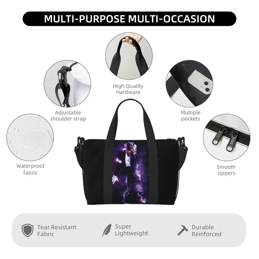 Michael Jackson Musicians Singers Dancers Beach Travel Bag Large Capacity Tote Bags for Sport Women Shopping Duffle Shoulder Bag