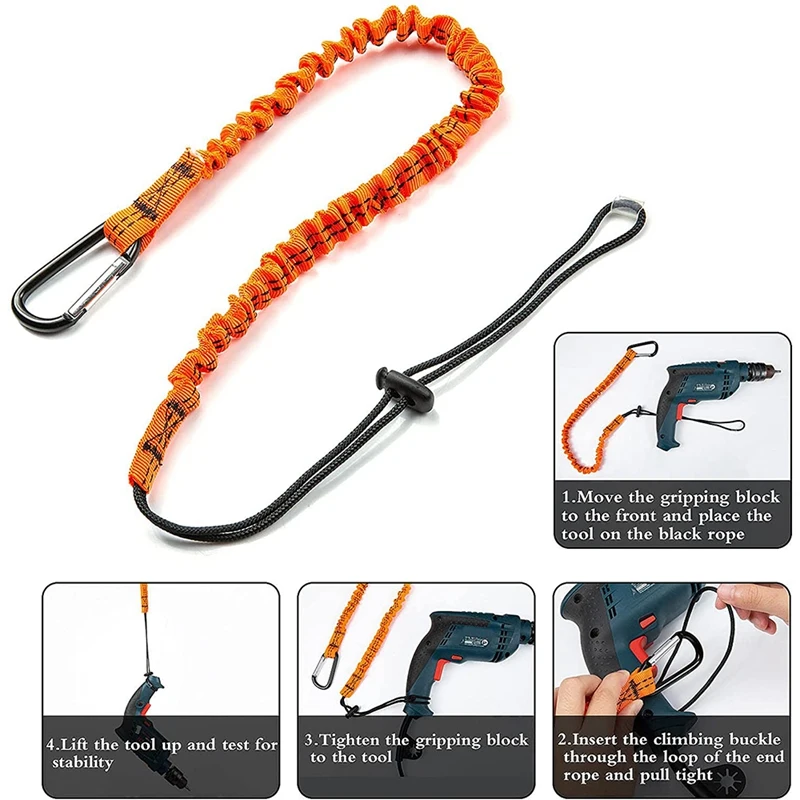 3 Pcs Tool Lanyard Safety Lanyard With Carabiner Shock Absorbing Adjustable For Work Tools tool lanyard