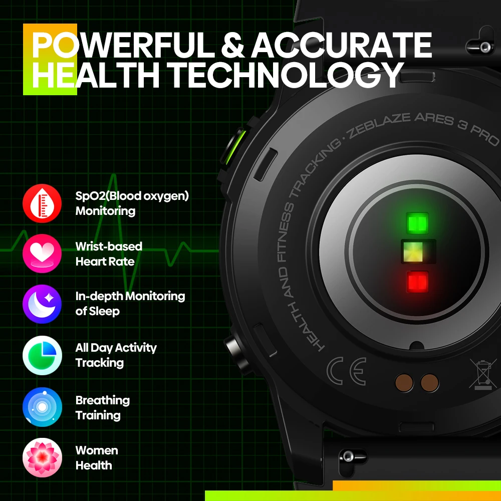 Zeblaze Ares 3 Pro Ʈ ġ Ʈ HD AMOLED ÷,  ȭ, 24 ð ǰ , 100  ̻   Ʈġ