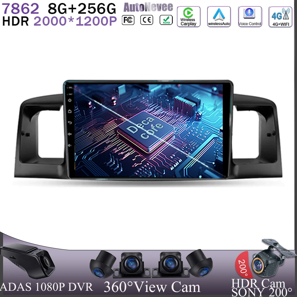 

For Toyota Corolla E130 E120 2000 - 2004 Car DVD Android 13 For BYD F3 1 2005 - 2013 Radio GPS QLED Screen IPS TV 5G WIFI Head