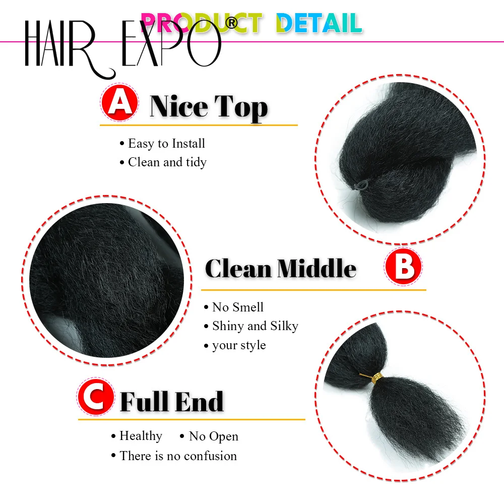 Vixen Crochet Bulk Hair 26Inch Synthetic Yaki Straight Marley Braiding Hair Extension Ombre Kinky Curly Crochet Braids For Women 3