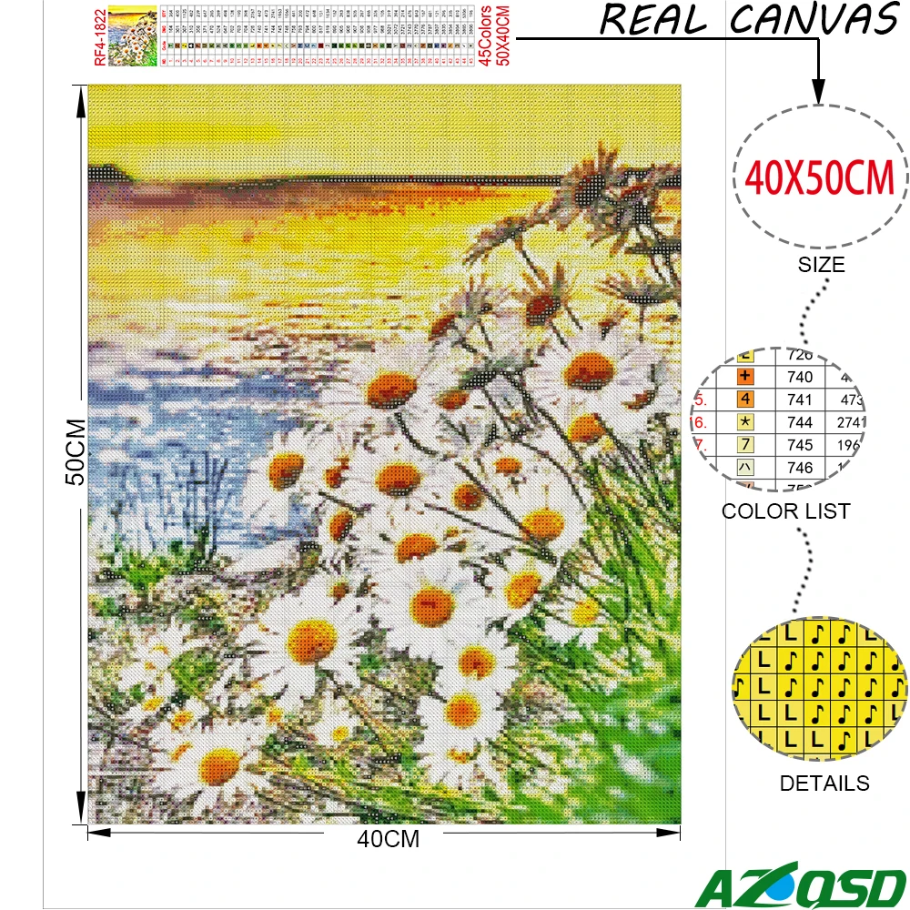 Diamond Painting Daisy Sunset Cross Stitch Kits Rhinestones Diamond Embroidery Flower Mosaic Handicraft Home Decor Gift