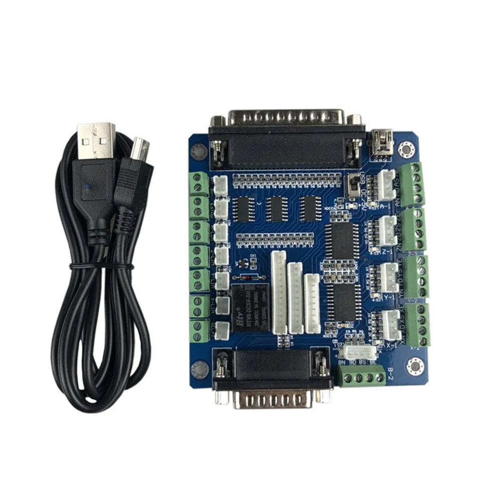1Pc Usb 5 Assi Cnc Breakout Board Mach3 Drive Board Interface Adapter Controller Driver Motore Passo-Passo