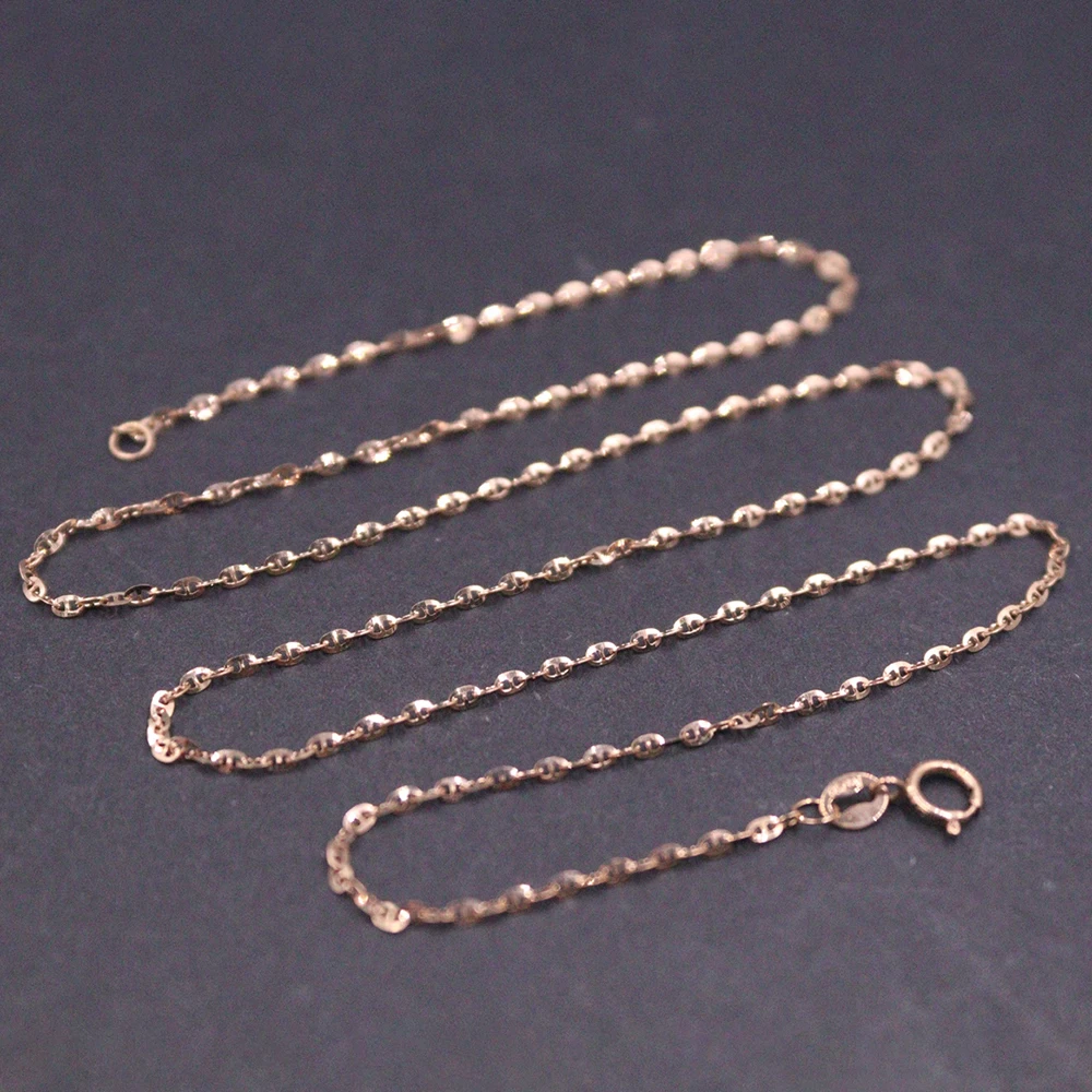

New Authentic 18K Rose Gold 1.5mmW Anchor Chain Link Necklace 45cm 1.7-2g
