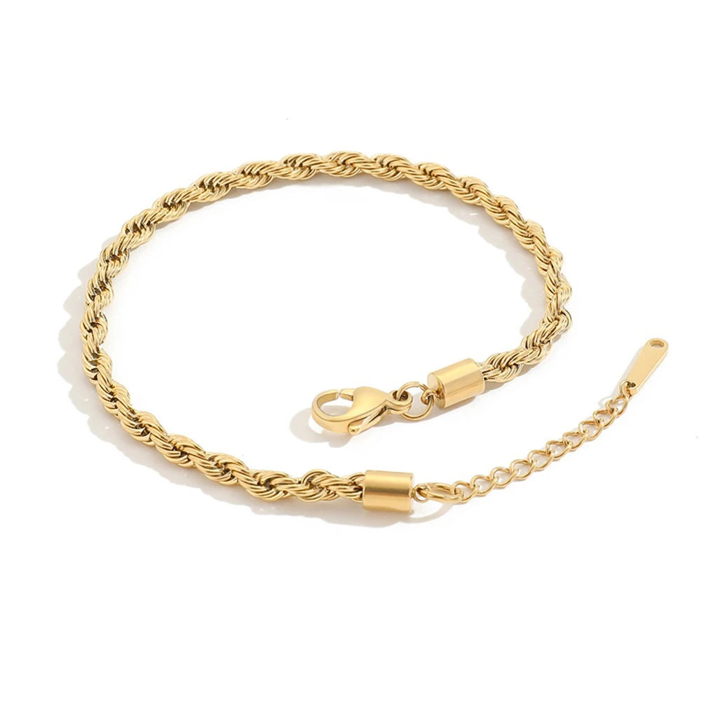 316L Stainless Steel Link Anklet Ankle Chains Fashion Accessories For Women Gold Color 4MM Classic Chain Foot Anklet Accessorie