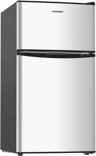5 Settings Temperature Adjustable, Low Noise Refrigerator, 2 Door Mini Fridge for Apartment, Home, Office and Dorm, Silver 1