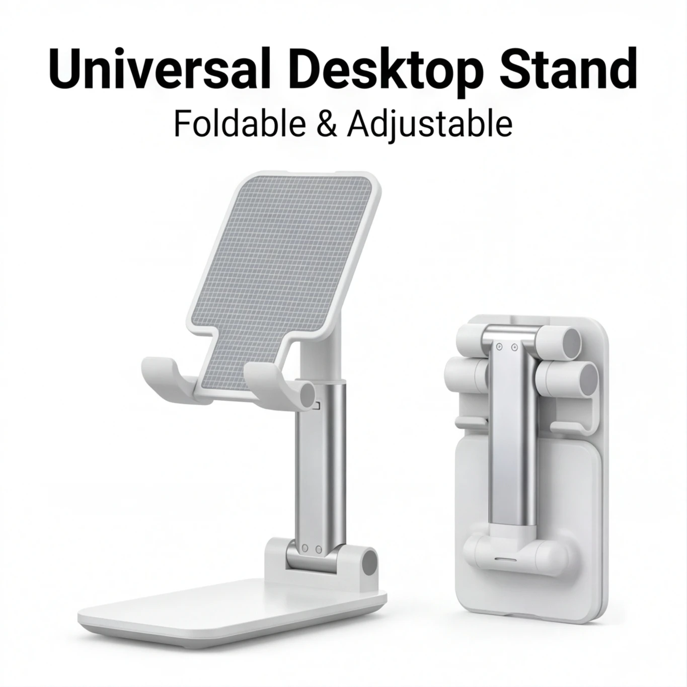 Foldable Adjustable Desktop Phone Stand: Universal Mobile Holder for Office Home and Travel with Non-Slip Base Height Adjustment