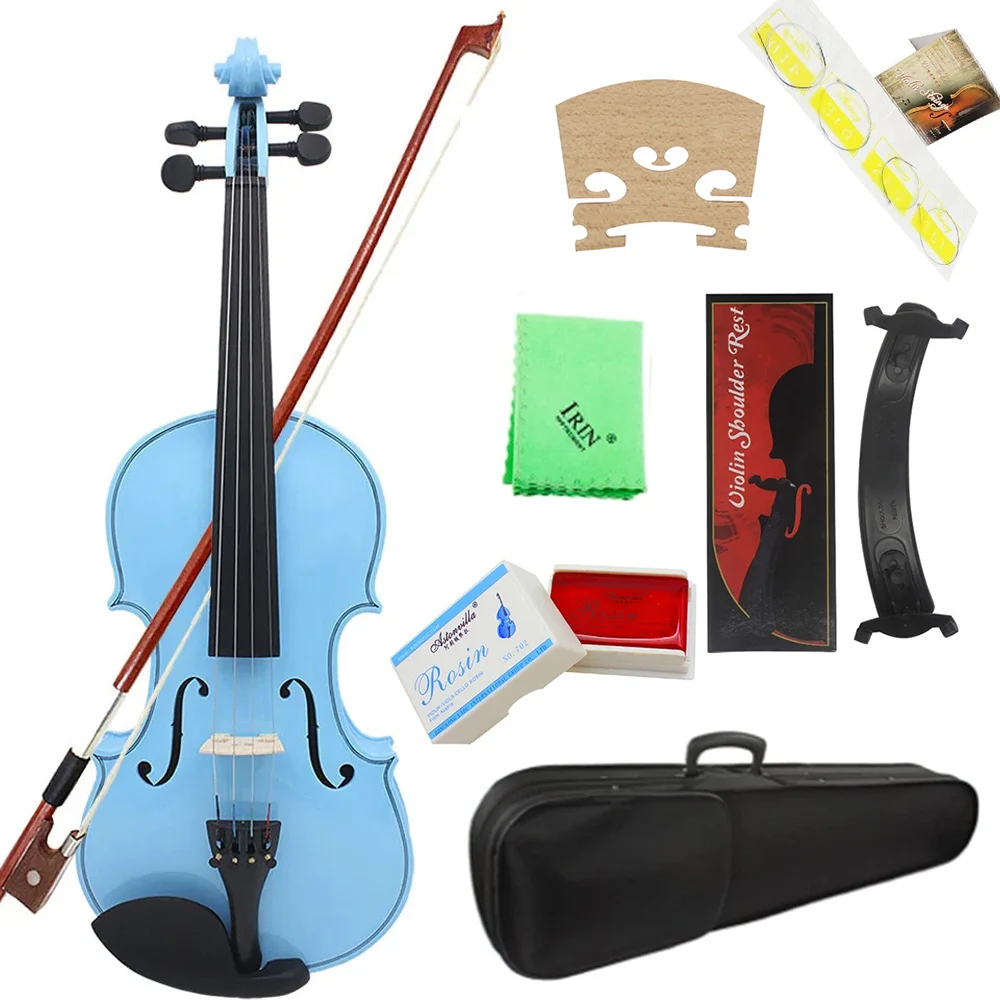 

Синяя скрипка 4/4 для начинающих профессионалов, акустическая скрипка, струнный инструмент, скрипка в комплекте с аксессуарами чехол Bow