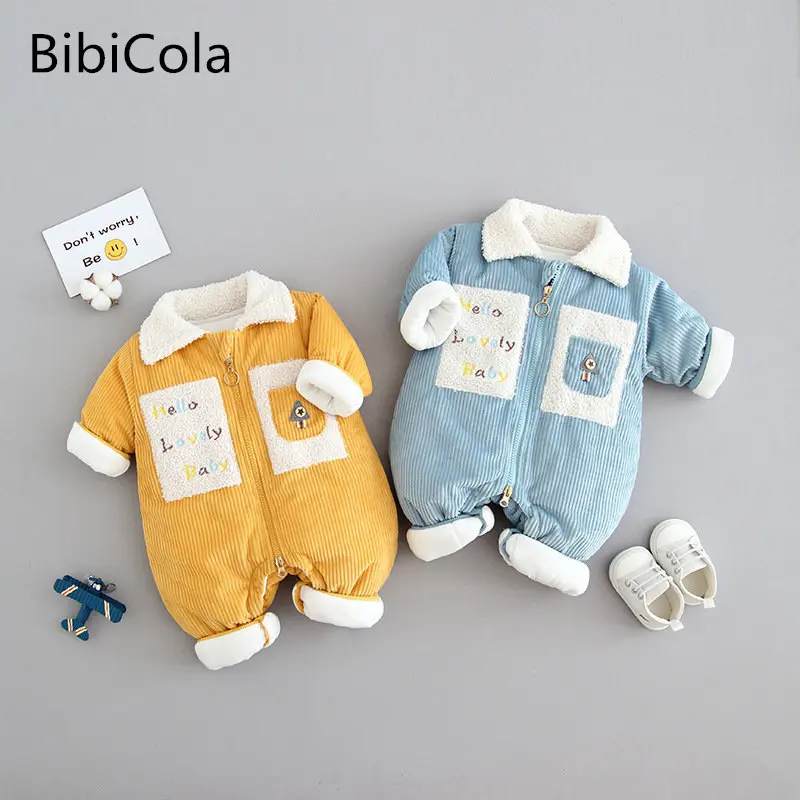 

Overalls For Children Winter Baby Girl Clothes Newborn Infant Boy Plus Velvet Thicken Romper Jumpsuit Clothing Toddler Romper