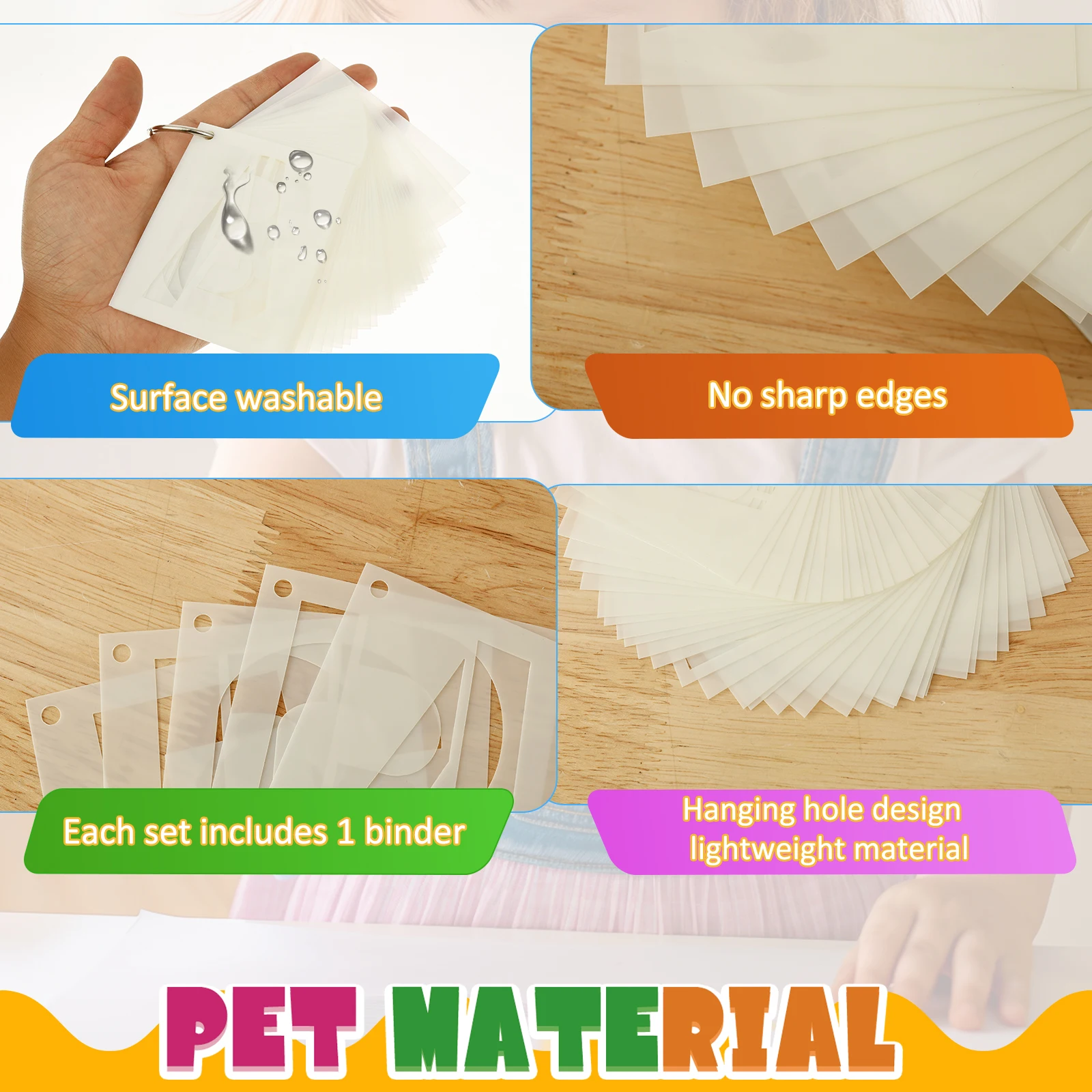 144Pcs Letter Painting Stencils Kit With Number 4 Sizes PET Alphabet Stencils Templates for Wood, Wall, Fabric, Rock Art Craft