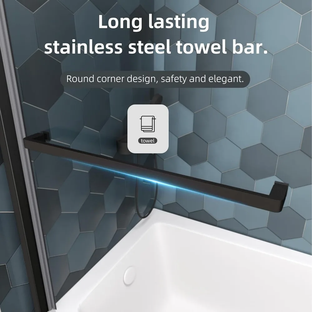 Shower Door, 56-60 "W X 74 "H, Double Sliding Doors, Tempered Glass, Reversible Installation, Bathroom Glass Shower Door 6