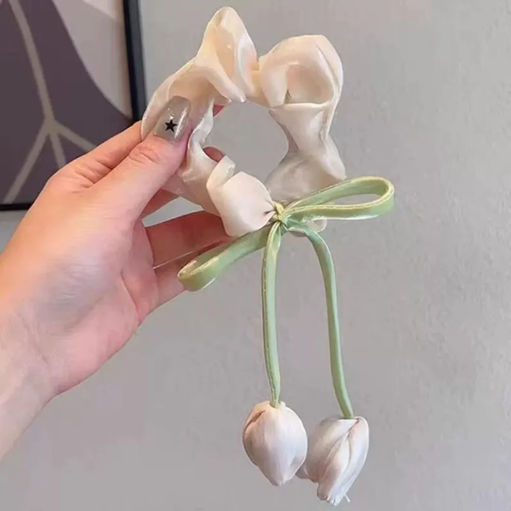 3 Stück Stoff-Haarseil für Damen, süße Mode, dreidimensionale Quaste, Tulpen-Haarseil, süßes Mädchen tut den Haargummi nicht weh – Detail 10