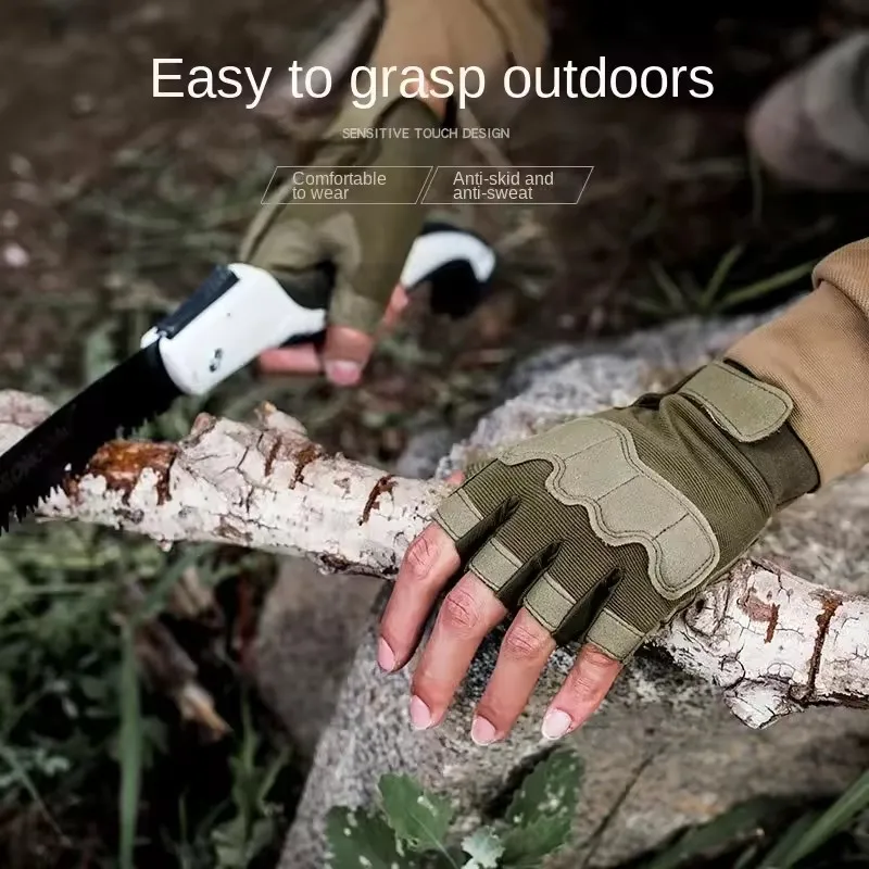 1 Pair Paratrooper Half Finger Tactical Gloves for Men Special Forces Fans Outdoor Sports Cycling & Mountaineering 6