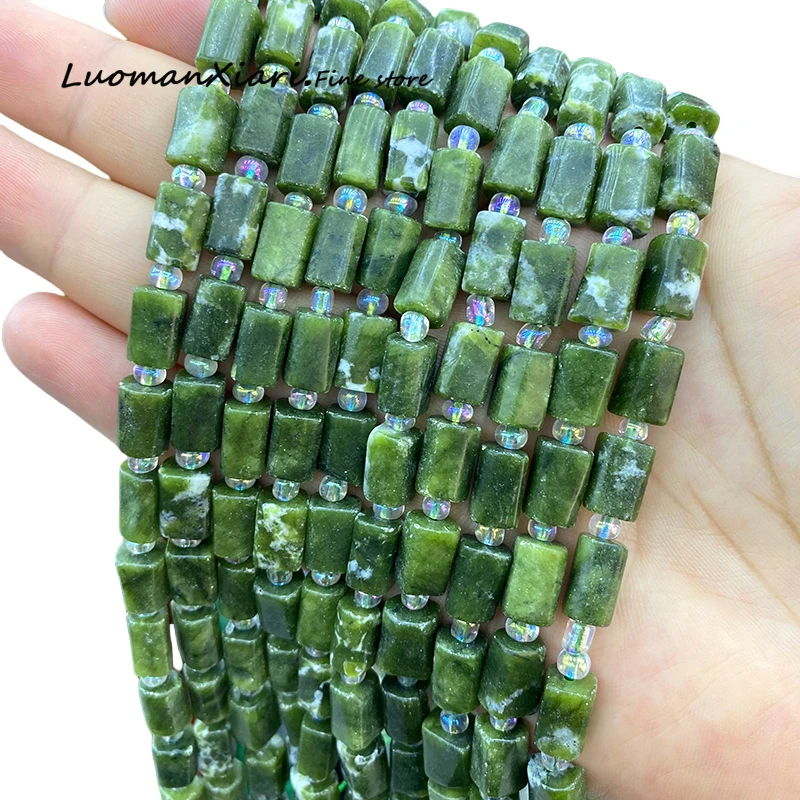 

8x1 2 мм Φ зеленые нефритовые бусины ограненный природный камень аксессуары для браслета