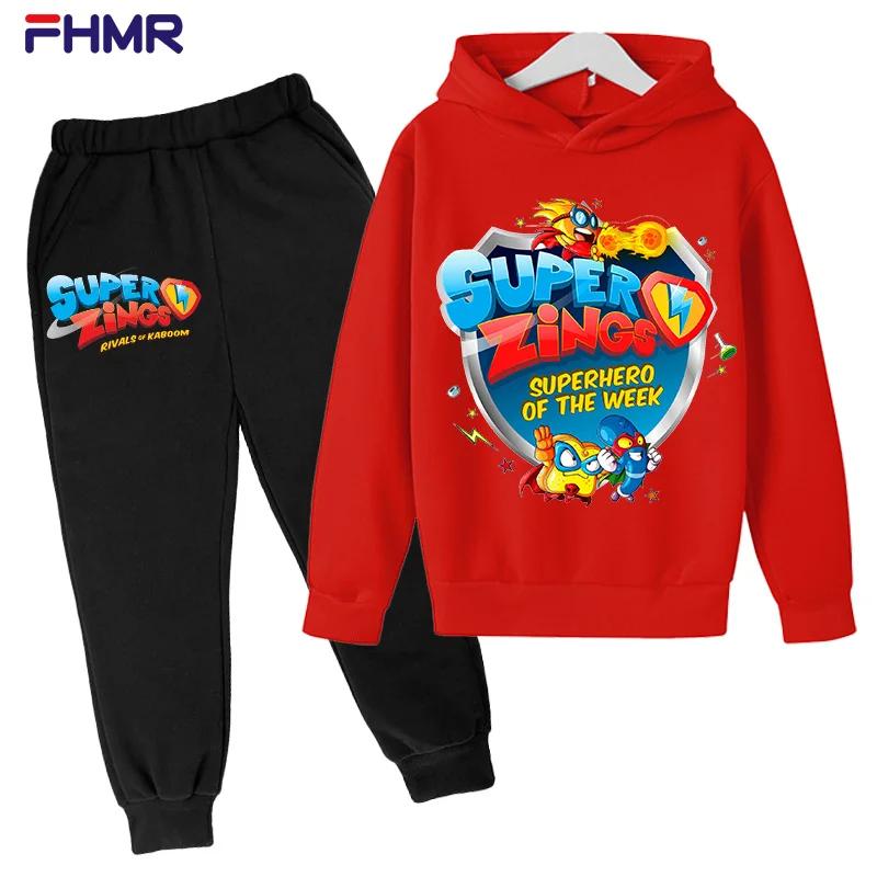 Super zings 4-14Y Kids Boys Hoodies+Pants Sets Autumn Baby Tops Clothing Toddler Casual Sweatshirt Suit Children Clothes