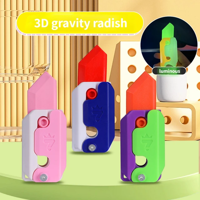 2 PCS 3D Gravity Butterfly Radish Knife Mini Bounce Model