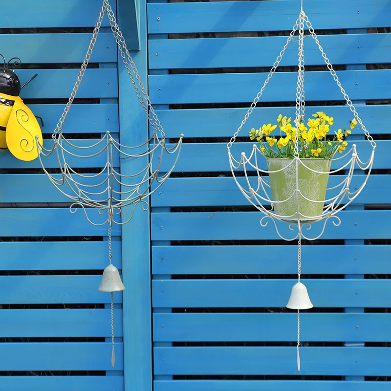Garden Decoration Indoor Outdoor Metal Hanging Planter Basket Round Window Deck Coco Coir Liner Coconut Hanging Basket
