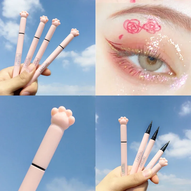 Liquid eyeliner Eyeliner pencil 6 Colors Cat Claw Liquid Eyeliner Stamp Pen Delicate Waterproof Makeup Women Slim Eye Liner Pencil Silky Lasting Cosmetics
