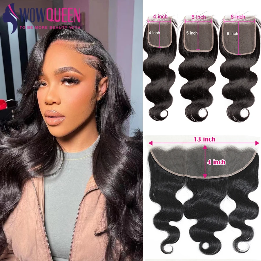 

Brazilian Body Wave Closure Transparent 13x4 Lace Frontal 4x4 5x5 6x6 Swiss Lace Closure Remy Human Hair Closure 150 Density