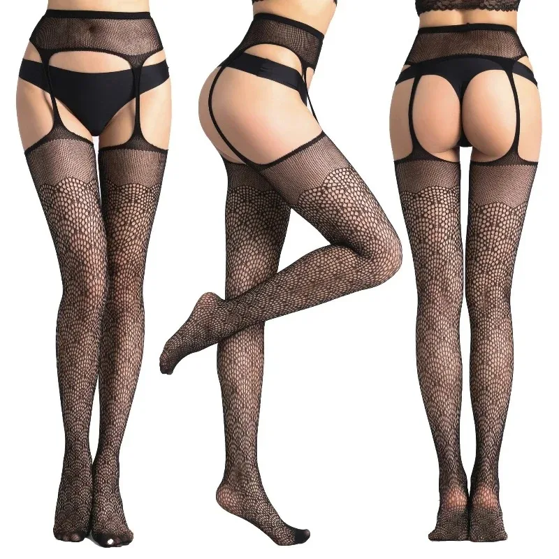 Sexy Stocking Plus Size Women with Non-slip Silicone Lace Stay Up Stockings Female Fishnet Long Socks Women's Thigh High Hosiery