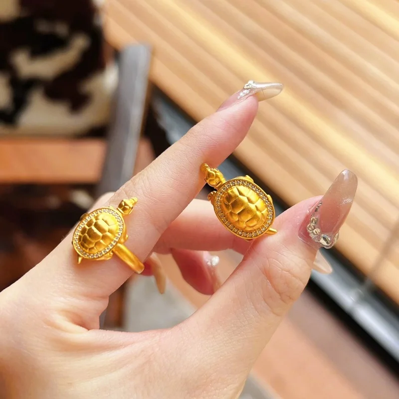 QEENKISS Gold Vintage Turtle Tortoise Ring For Women Wedding Party