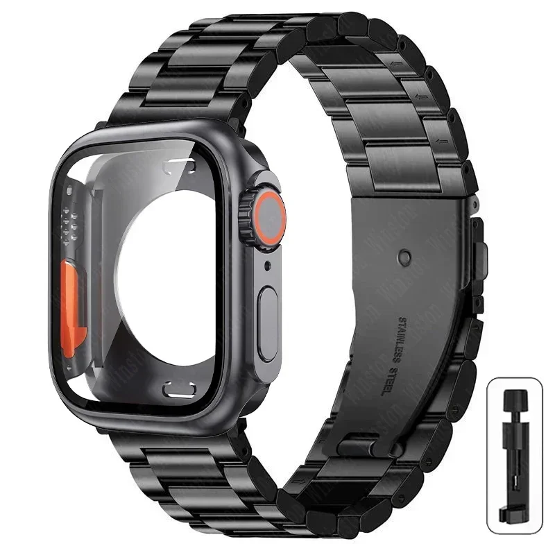 Premium Stainless Steel Watch Strap with Ultra Protective Case