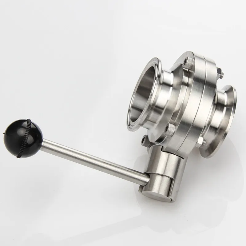 2 inch 51mm SS304 Stainless Steel Sanitary Tri Clamp ferrule OD 64mm Butterfly Valve for Homebrew Beer Dairy Product VJ-Drop