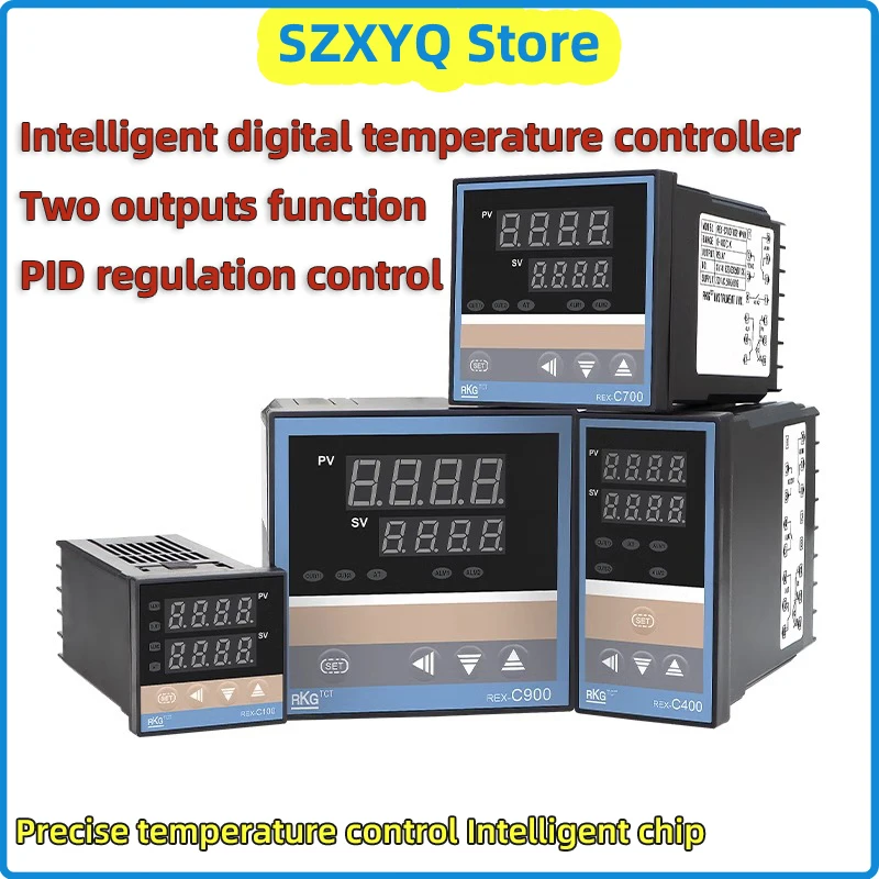 เครื่องควบคุมอุณหภูมิ REX-C100 C400 C700 C900เครื่องควบคุมอุณหภูมิ C410จอแสดงผลดิจิตอลระบบอัตโนมัติอัจฉริยะ 1