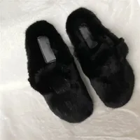 Chaussures en fourrure de vison véritable de haute qualité 2026 pour femme, mules et sabots en fourrure de vison pour femme, pantoufles plates d'extérieur et d'intérieur 5