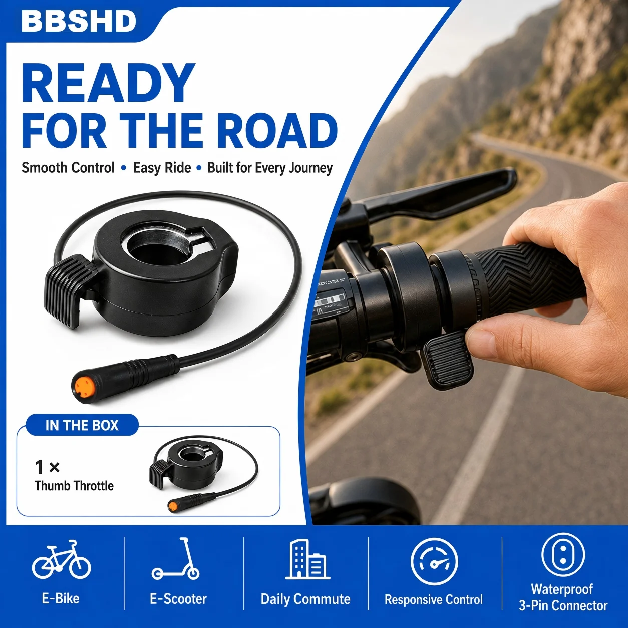 Waterproof Thumb Throttle Speed Control for Electric Scooters and E-Bikes