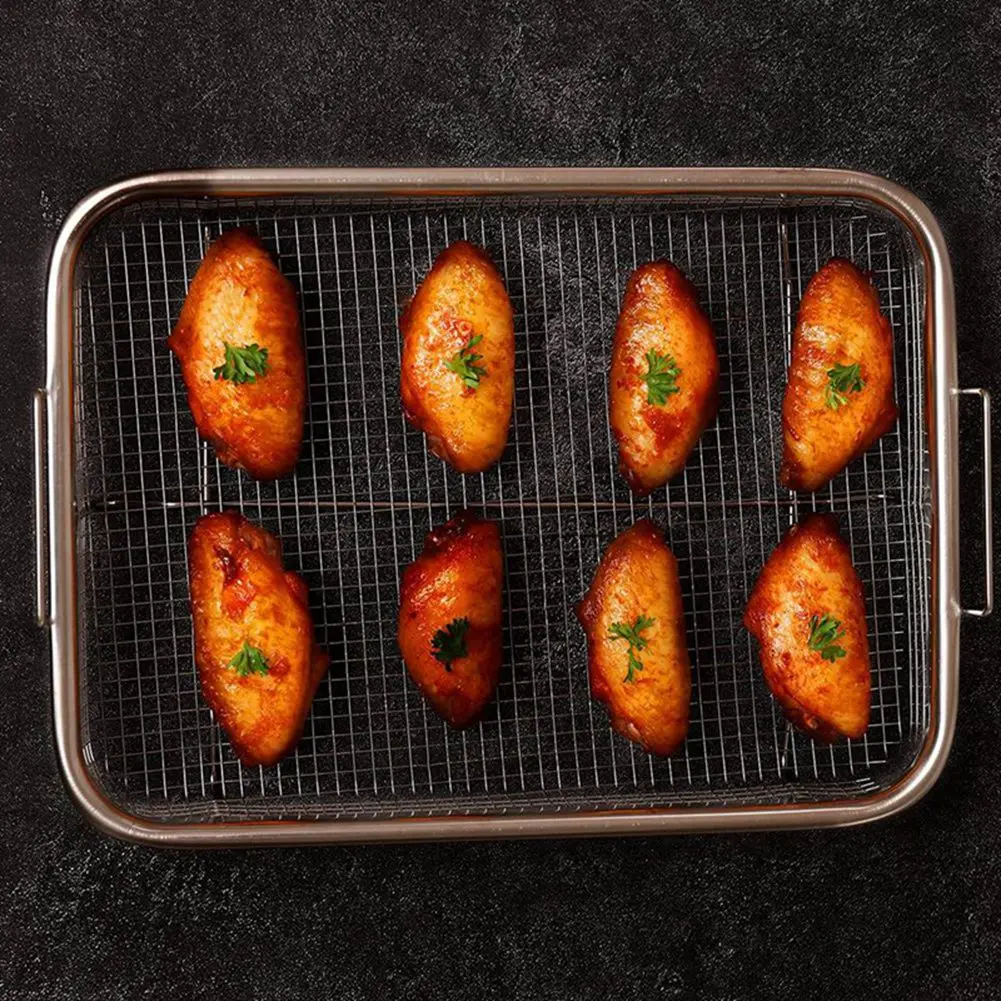 Air Fryer Basket 1Pcs for Oven Stainless Steel Grill Basket Non-Stick Mesh Basket Air Fryer Tray Wire Rack Basket air fryer accessories