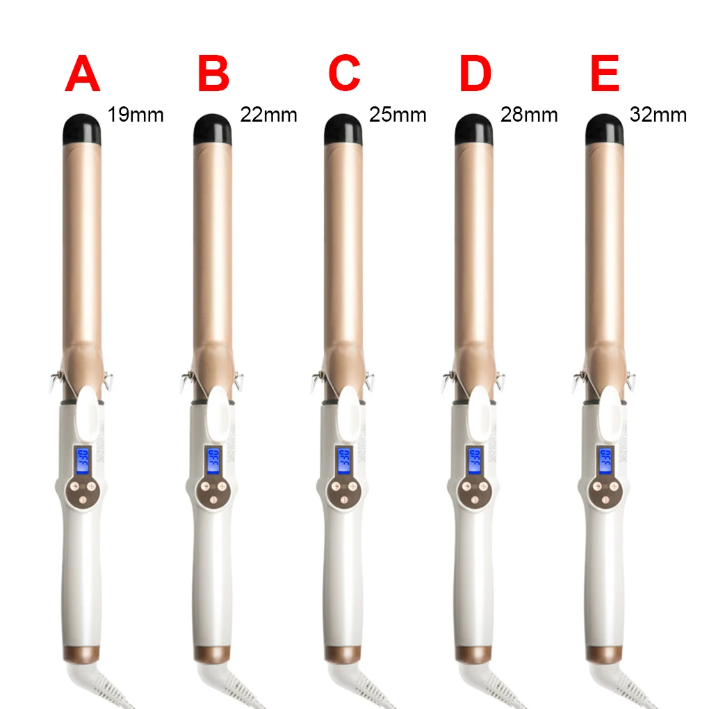EU Plug Electric Hair Curler 110-210V Digital Display Temperature Adjustable Curling Iron Curl Wand Waver 22mm