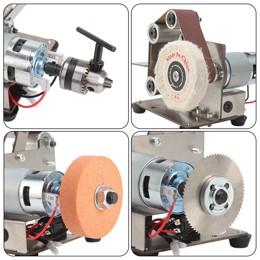 Grinder Electric Belt Sander DIY Sander Polisher Mini Polishing Machine Belt Grinder Knife Sharpener with 10PCS