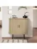 Fluted Buffet Sideboard Cabinet with Sliding Tambour DoorsAccent Oval Curved Storage Cabinet 31.5" Small Mid Century Mod 5