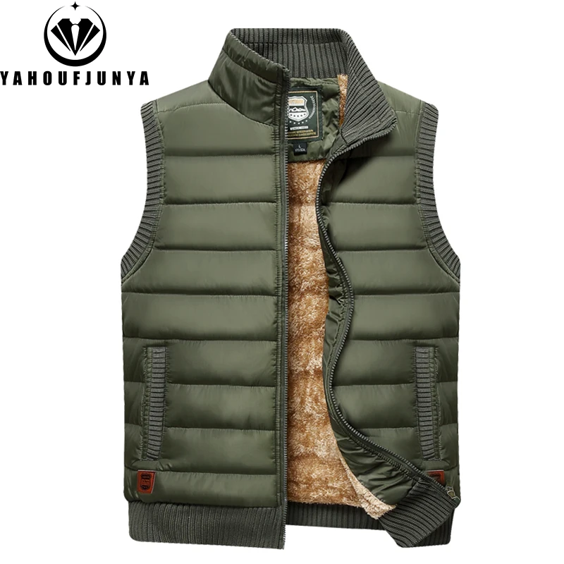 2024 Men Winter Sleeveless Casual Warm Stand Collar Vest Men Autumn Solid Color Outdoors Windproof Fashion Style Vest Male Coat 4