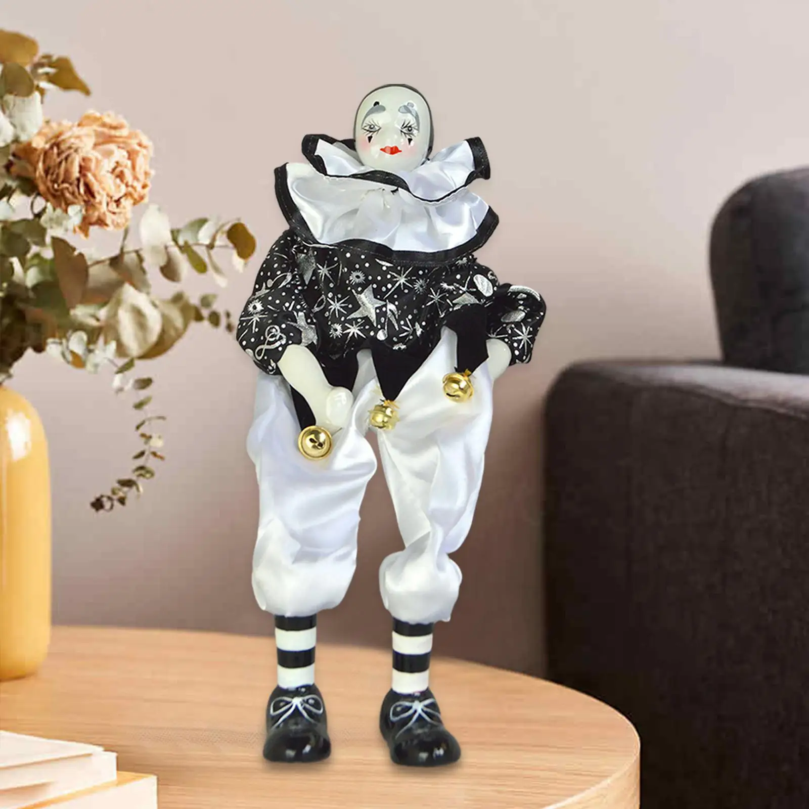 

Clown Doll Home Display Movable 14.17 inch Halloween Ornament Figure Circus Props for Party Favor Souvenirs Arts Crafts Festival