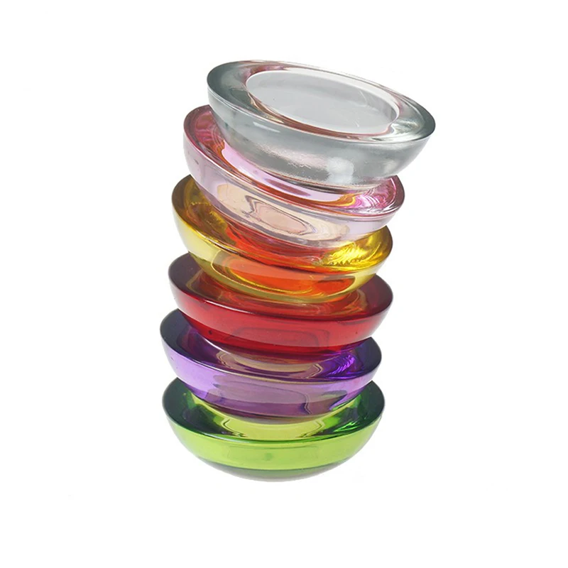 Tealight Candle Holder, Round Glass Candle Holder Decoration, 4.5cm Diameter, Red, Clear, Yellow, Purple, Green for Home