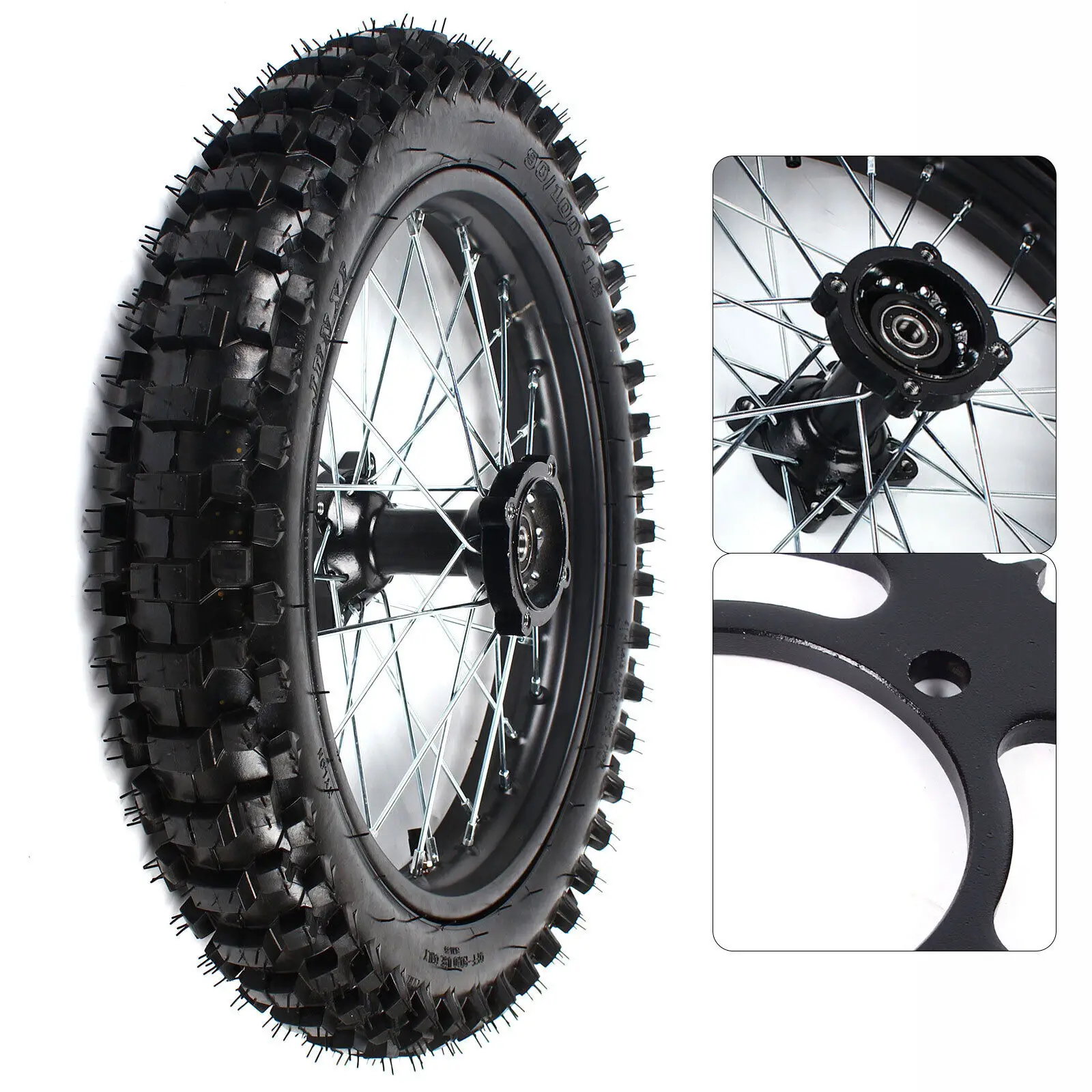 Wheel Rim Tyre Sprocket W/Bolt For 110cc 125cc 140cc 150cc Dirt Bike Thumpstar SUNL ROKETA JOWAY NST Coolster Atomik