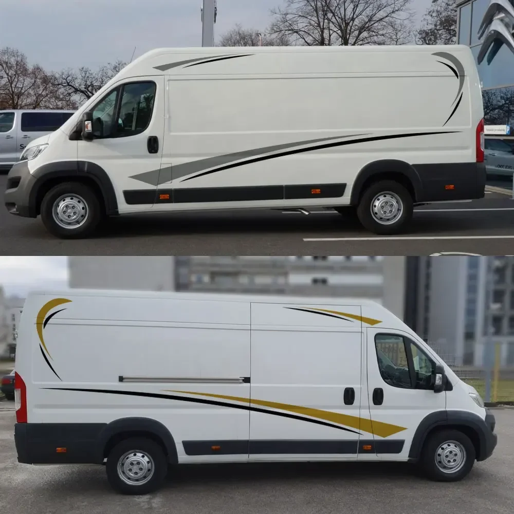 Auto Körper Seite Aufkleber Grafiken Streifen Aufkleber Für Camper Van Rv Wohnmobil Minivan Cargo Panel Stamm Bus Auto Para Zubehör – Detail 5