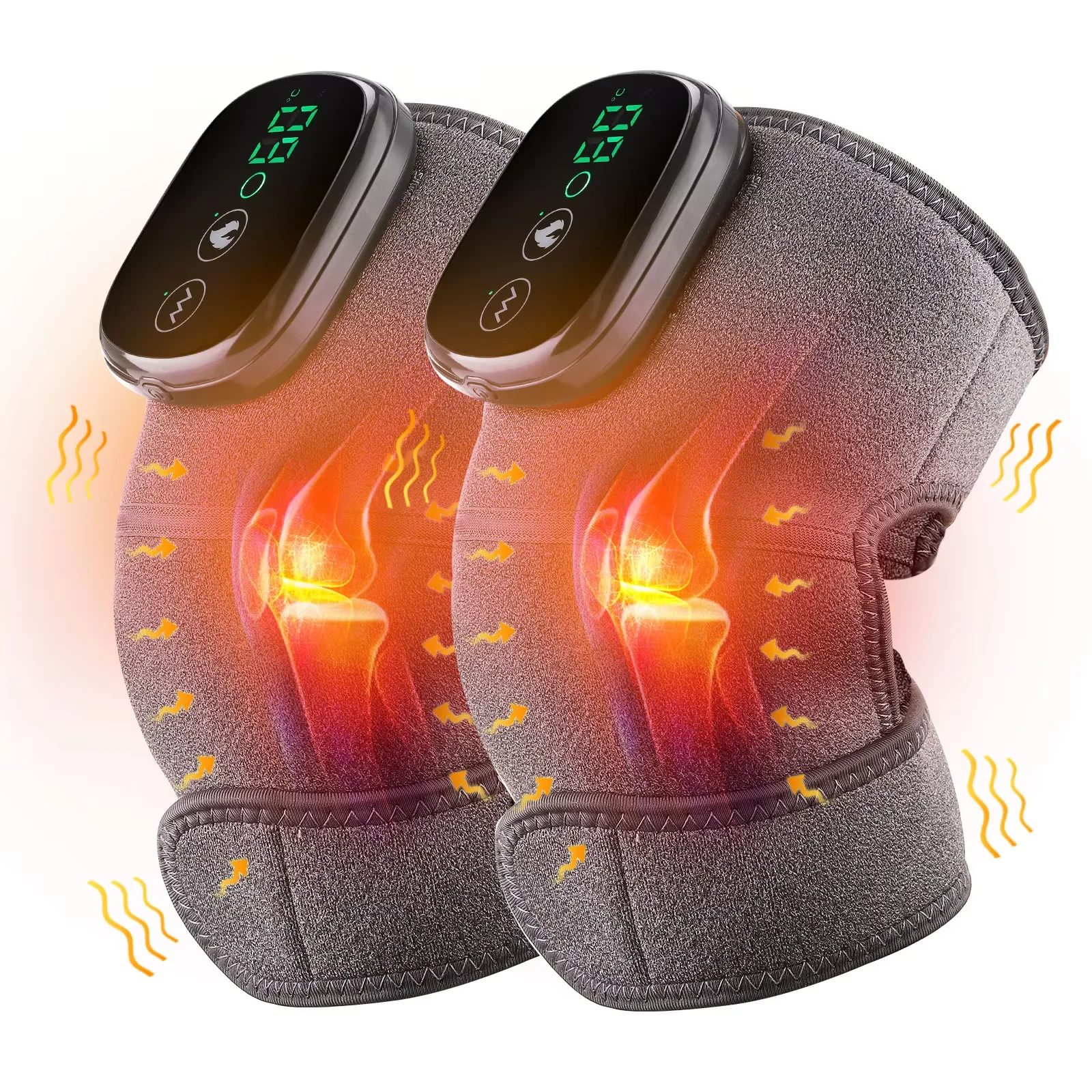3-In-1 Knee Massage Belt Vibration 3 Levels Heating Wrap Braces Shoulder Knee Elbow Calf Massager Pad Muscle Relaxation Cordless