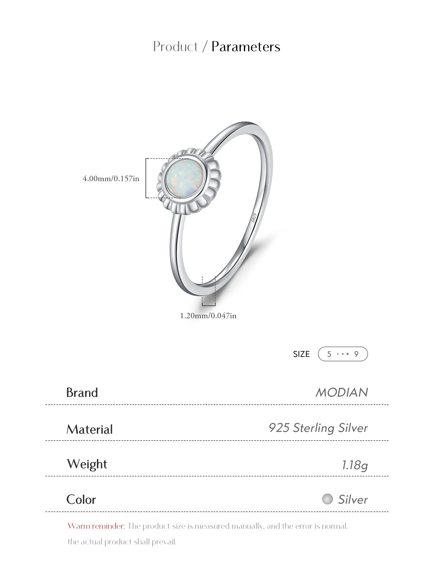 MODIAN 925 Sterling Silver Vintage Sunflower Delicate Opal Trendy Ring For Women White Gold Plated Stackable Fine Jewelry Gift MODIAN 925 Sterling Silver Vintage Sunflower Delicate Opal Trendy Ring For Women White Gold Plated Stackable Fine Jewelry Gift