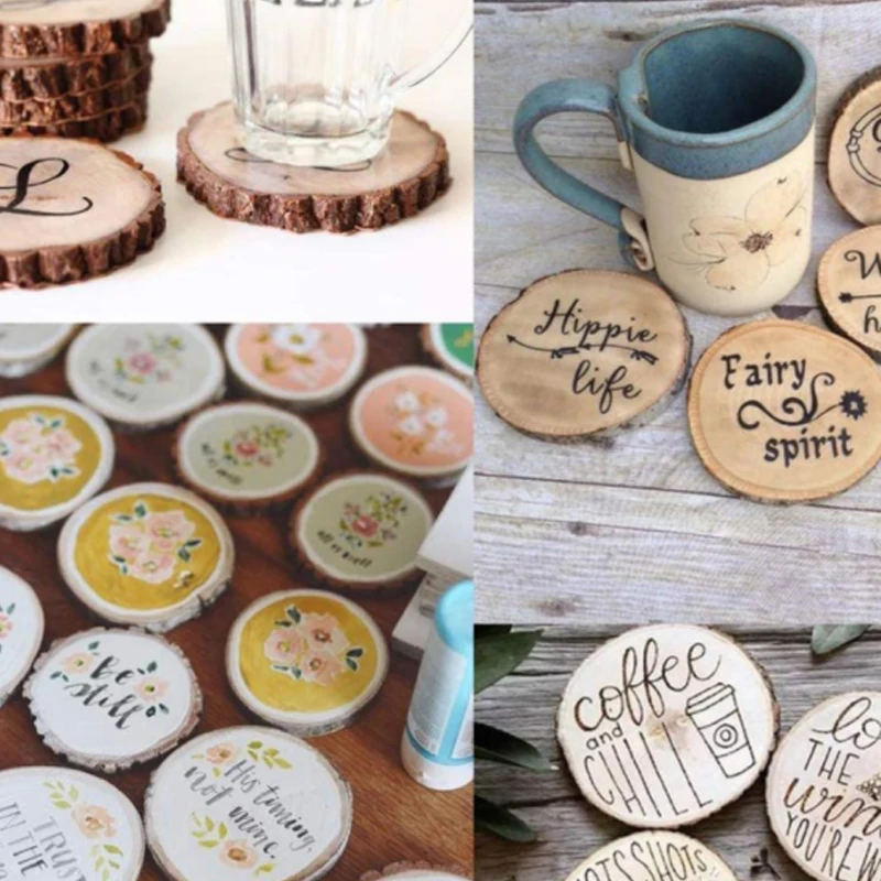 Wood Christmas Decorations Round Arts and Crafts Christmas Decorations Wood Center Decoration 10pcs/5pcs DIY Handmade Country Wedding Decoration