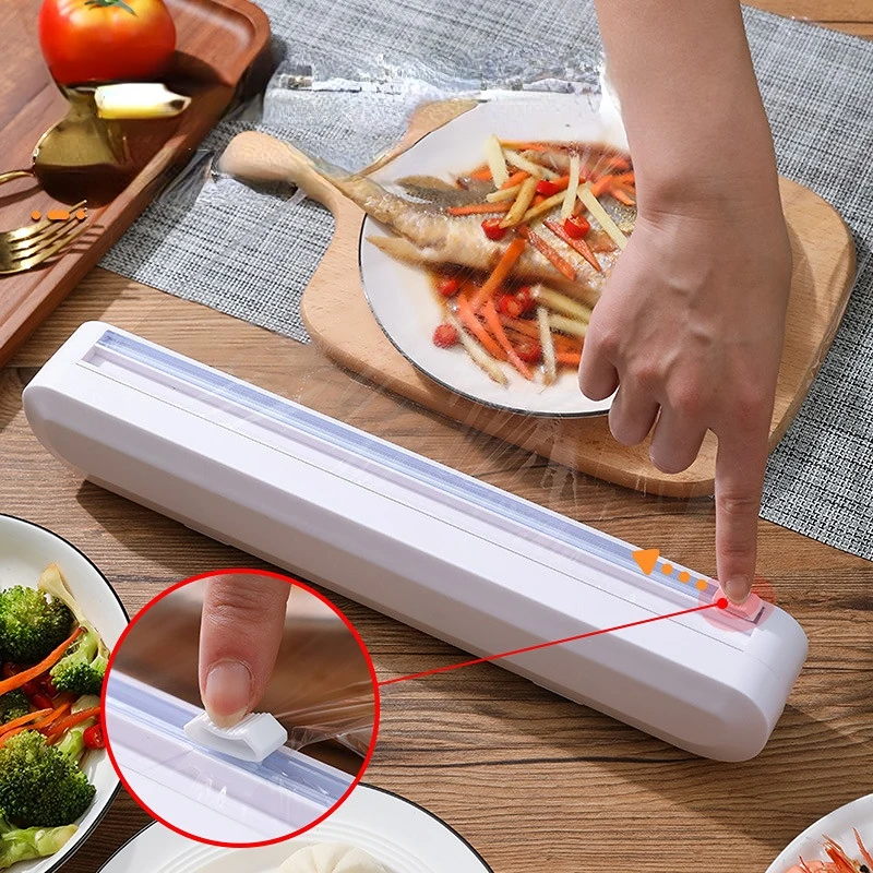 

Fresh film cutter suction wall hanging kitchen supplies Fresh film cutter cutting box Fresh film cutter Plastic Wrap Dispensers