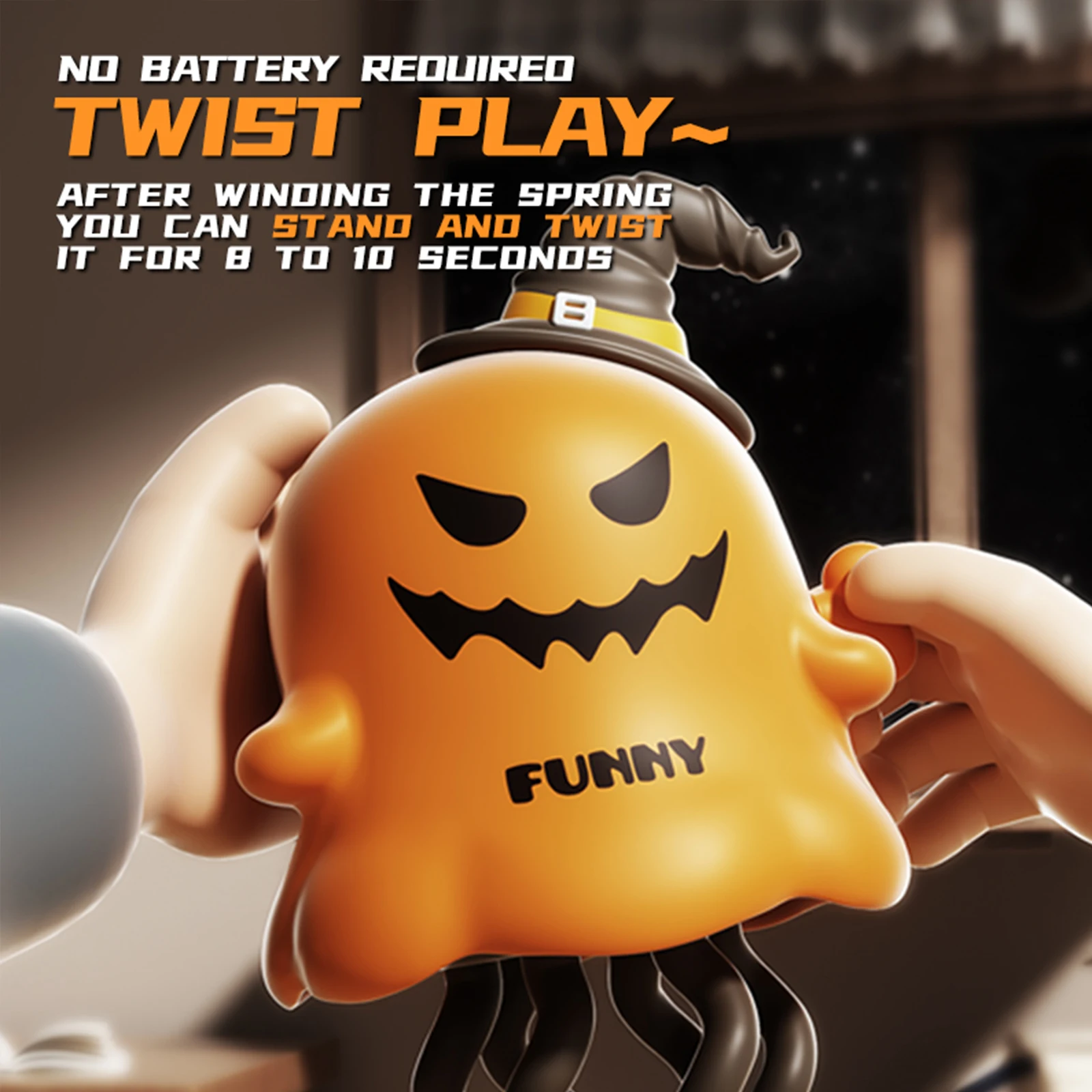 Electric Dancing White Ghost/Snowman Toys or Kids Sound and Lights Obstacle Avoidance Crawling Simulation Orange Ghost Baby Funn