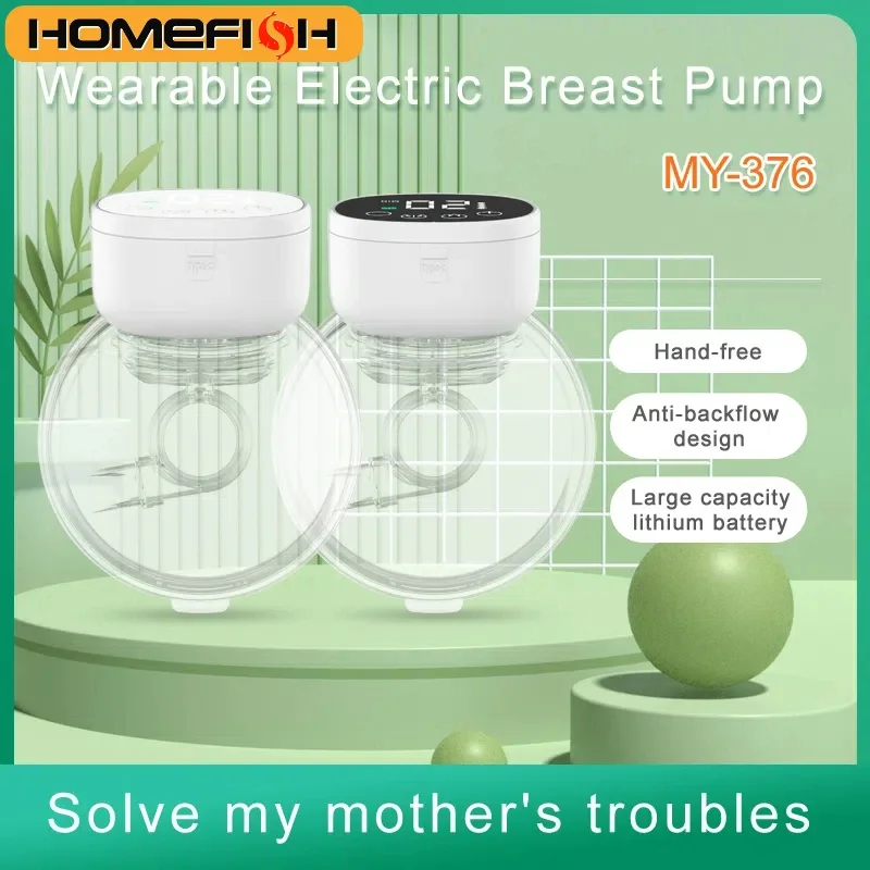 HOMEFISH Electric Breast Pumps Portable Hands Free Wearable BPA-free