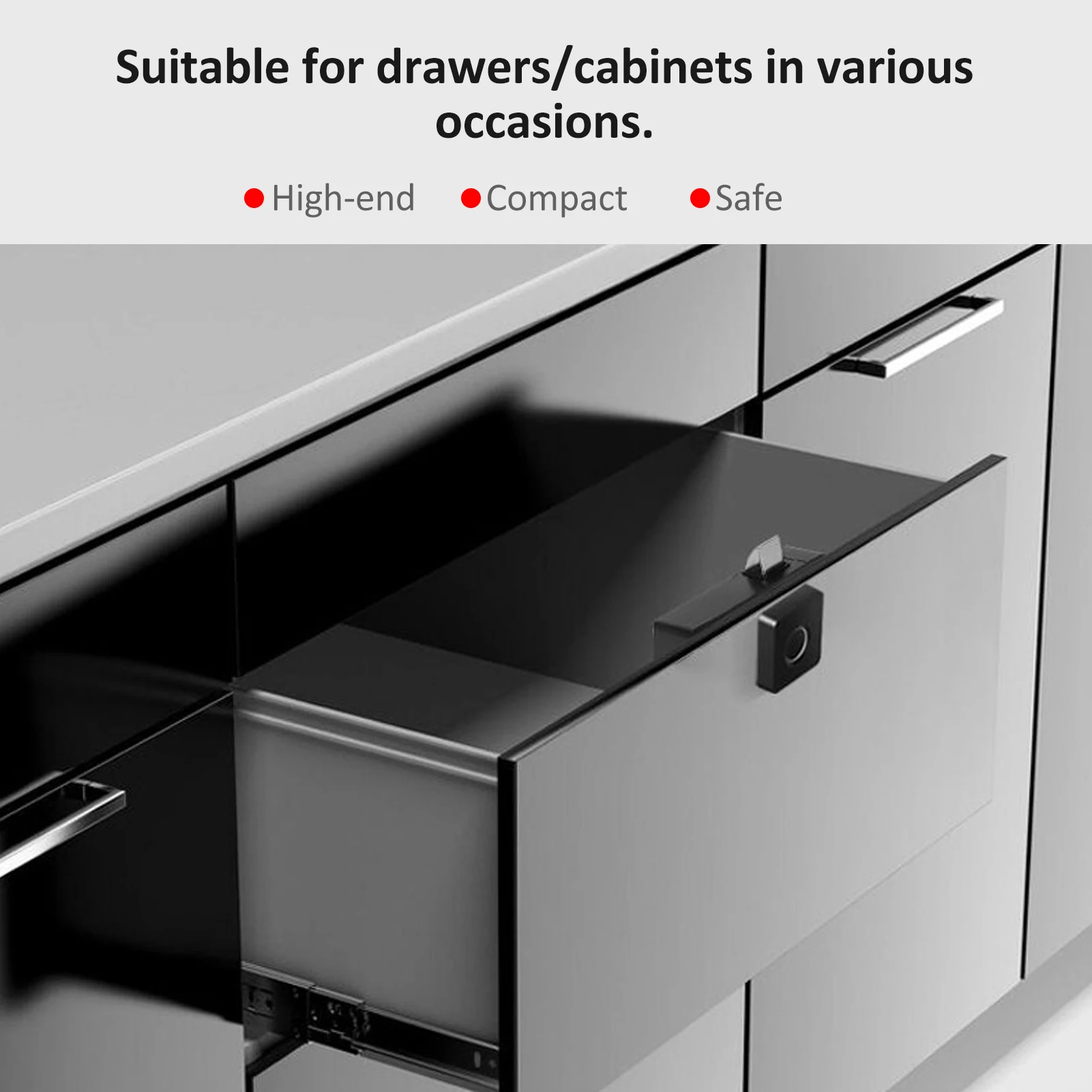 Drawer Lock T4 Smart Fingerprint Lock Keyless Drawer Lock Office File Cabinet Storage Locker Nightstand Anti-theft Free Punching