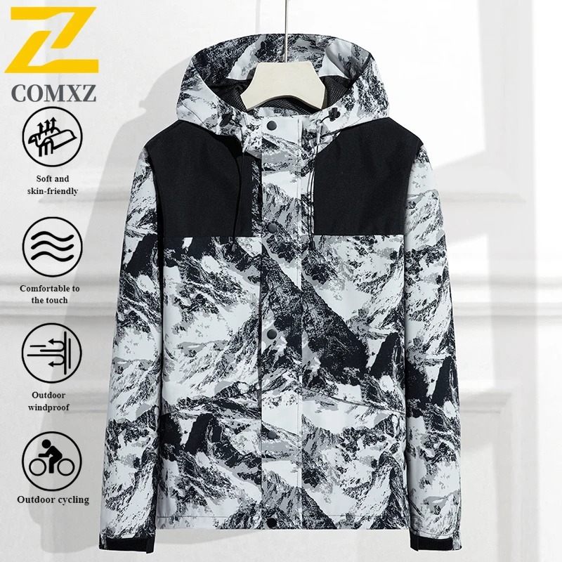 EIAO Men's Outdoor Windbreaker Spring Autumn Waterproof Windproof Hiking Fishing Camping Trendy Jackets Lightweight Thermal Coat