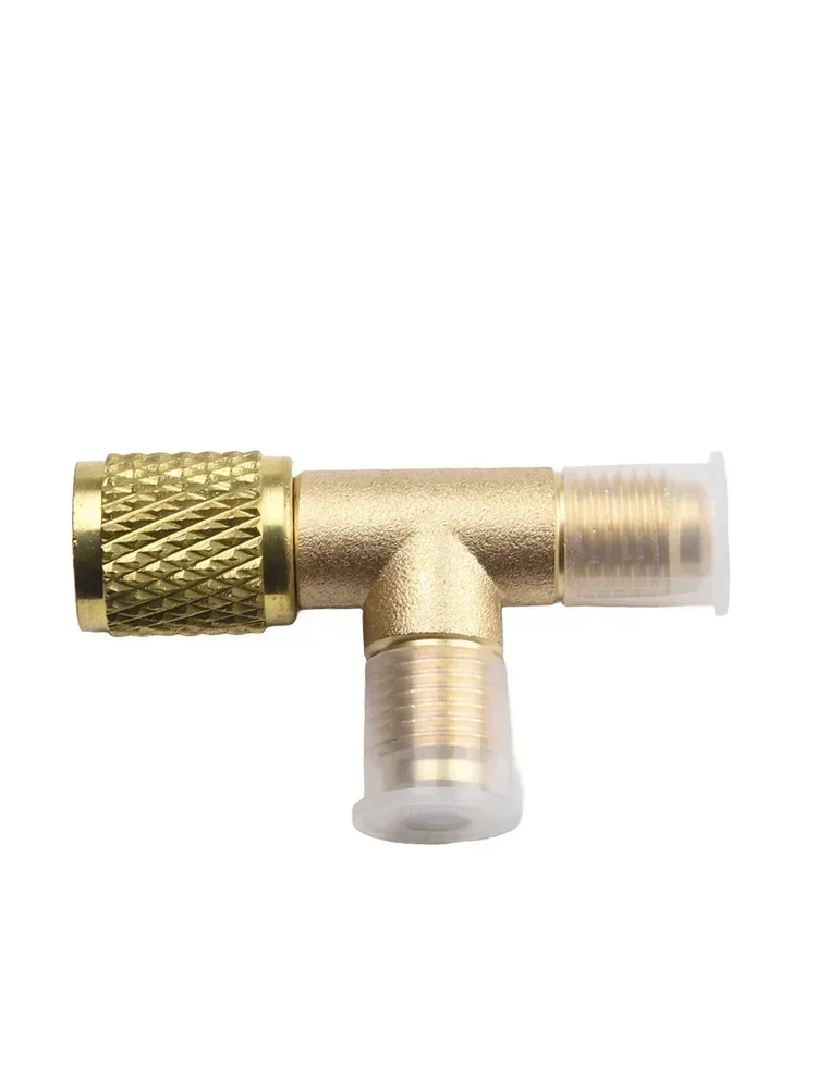 Quick Coupler Tee Adapter Valve Core Tee Adapter Brass 1/4in SAE Air Conditioning Interface 1x Fits R22 R12 R134