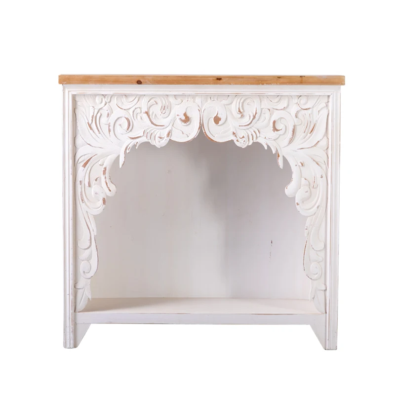 

zqEuropean-Style Simulation Fireplace Mantel Curio Cabinet Retro Arch Console Living Room Gap Desk Storage Rack